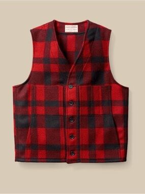 CC Filson of Seattle 100% wool red and black vest